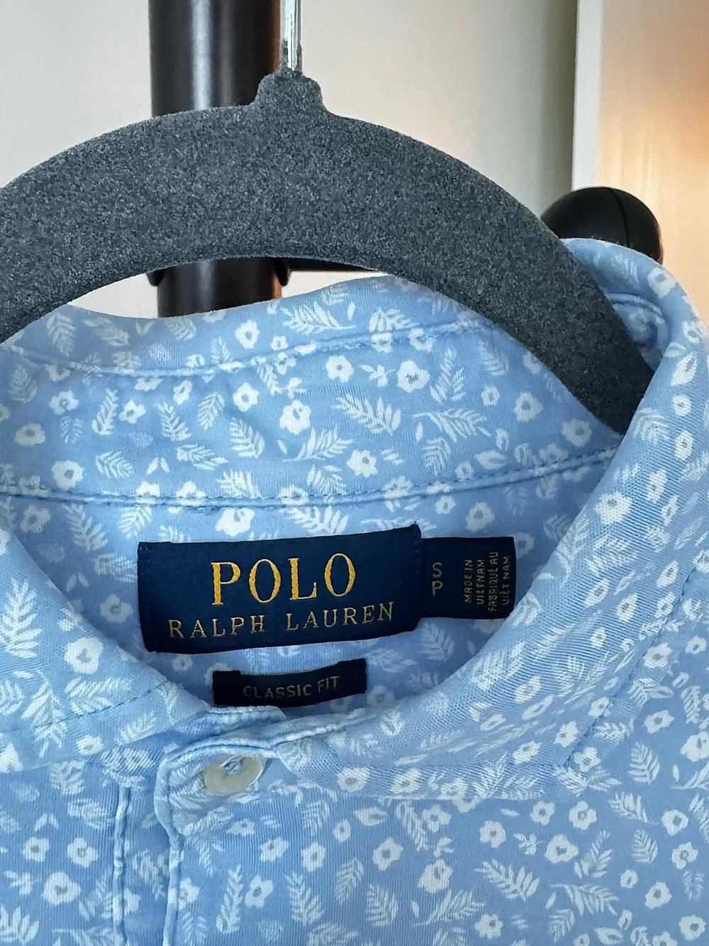 Ralph Lauren Light Blue Polo with White Floral Print